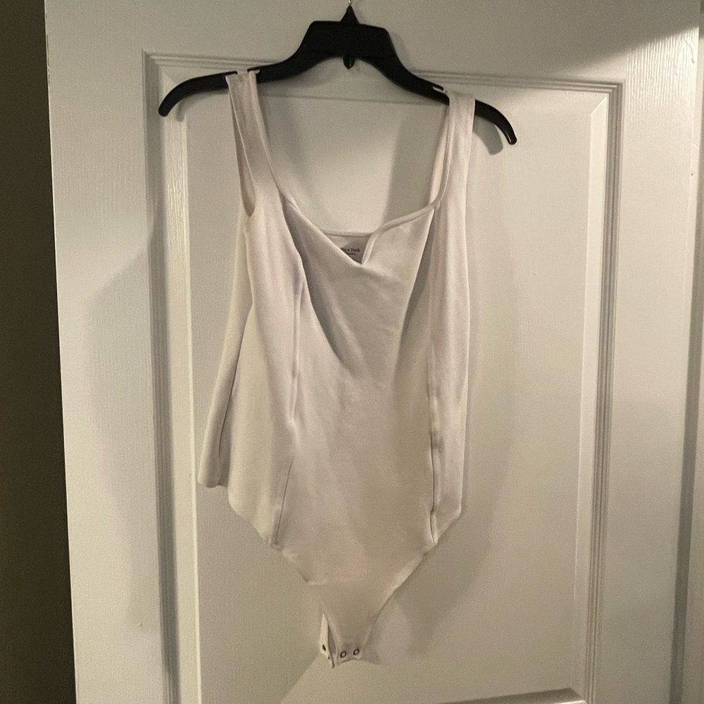 Abercrombie & Fitch White Asymmetrical Sleeveless Bodysuit